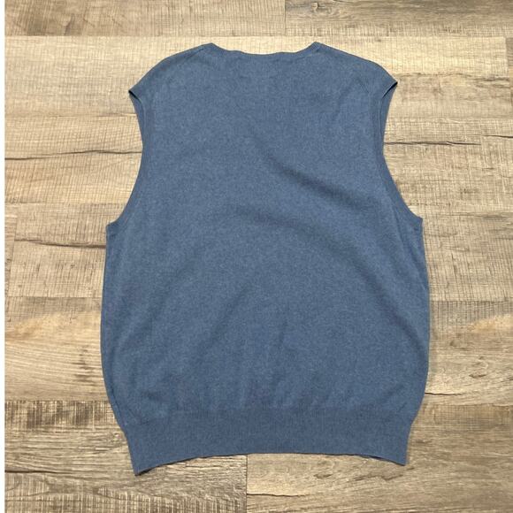 Polo Ralph Lauren 100% Pima Cotton V Neck Sweater Vest Mens Medium Blue Preppy - Picture 2 of 6